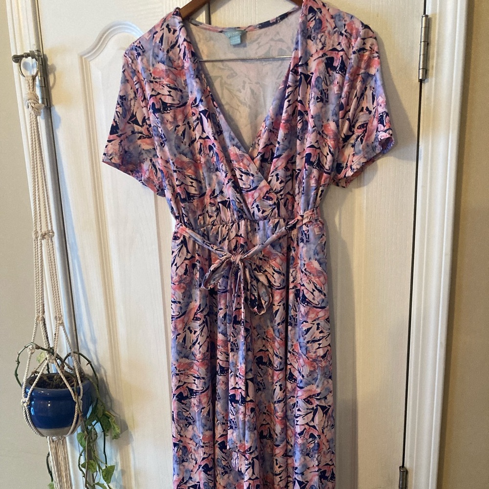 Maternity Elbow Sleeve Wrap Front Hi Low Dress